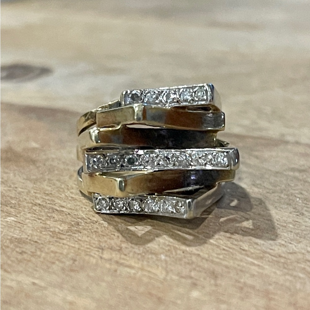 Vintage 14k Modernist Diamond Ring